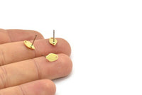 Brass Leaf Earring, 12 Raw Brass Tiny Leaf Shaped Stud Earrings With 1 Hole (10x6x0.80mm) M03325 A2880