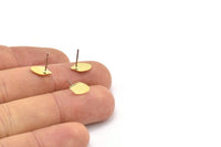 Brass Leaf Earring, 12 Raw Brass Tiny Leaf Shaped Stud Earrings (10x6x0.80mm) M03330 A2879