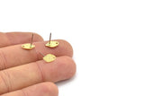 Brass Leaf Earring, 12 Textured Raw Brass Tiny Leaf Shaped Stud Earrings With 1 Hole (10x6x0.80mm) M03326 A2877