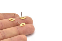 Brass Leaf Earring, 12 Raw Brass Tiny Leaf Shaped Stud Earrings (10x6x0.80mm) M03331 A2876