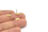 Brass Leaf Earring, 12 Raw Brass Tiny Leaf Shaped Stud Earrings (10x6x0.80mm) M03331 A2876