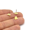 Brass Diamond Earring, 12 Raw Brass Tiny Diamond Shaped Stud Earrings (8x0.80mm) M03315 A2878