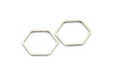 Silver Hexagon Rings, 25 Antique Silver Plated Brass Hexagon Connectors (16x0.80mm) Bs-1165 H0541