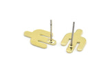 Brass Cactus Earrings, 12 Raw Brass Cactus Stud Earrings (14x9x0.90mm) M02614 A2591