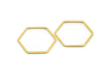 Gold Hexagon Charm, 24 Gold Tone Brass Hexagon Ring Charms, Connectors (25x1mm) D1594
