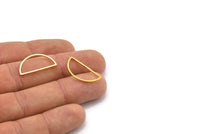 Gold Half Moon, 12 Gold Tone Brass Semi Circle Connectors (12x23x1mm) D1567