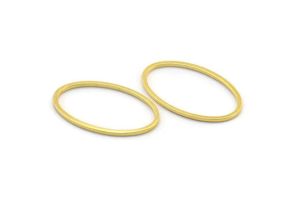 Gold Oval Connector, 24 Gold Tone Brass Oval Connectors (24x14x1mm) D1588