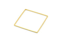Gold Square Charm, 4 Gold Tone Brass Square Connectors, Charms, Findings (40x1mm) D1511