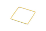 Gold Square Charm, 4 Gold Tone Brass Square Connectors, Charms, Findings (40x1mm) D1511