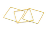 Gold Square Charm, 4 Gold Tone Brass Square Connectors, Charms, Findings (40x1mm) D1511