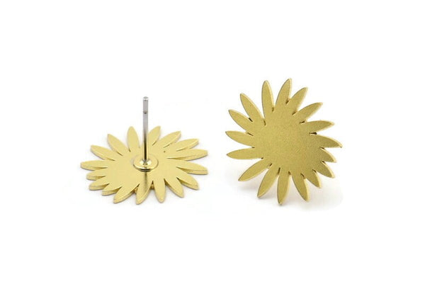Earring Studs, 8 Raw Brass - Irregular Shaped Stud Earrings - Brass Earrings - Earrings (16x15x0.60mm) A2949