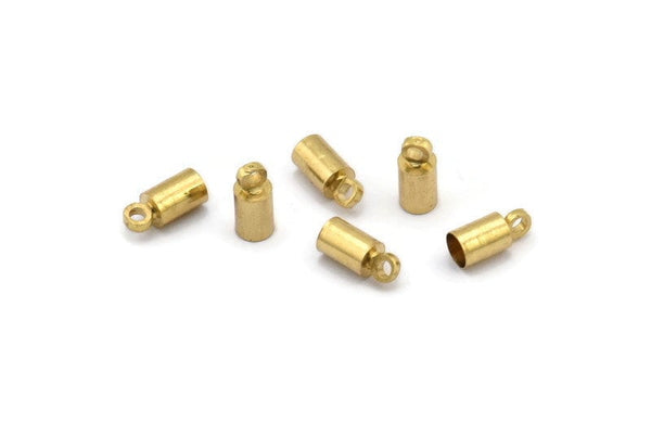 Brass Tassel End Caps, 24 Raw Brass End Cap, Cord Tips, Cord Ends (9x4mm) Cap 7 B0017