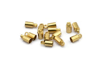 Brass Tassel End Caps, 24 Raw Brass End Cap, Cord Tips, Cord Ends (9x4mm) Cap 7 B0017