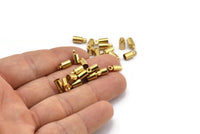 Brass Tassel End Caps, 24 Raw Brass End Cap, Cord Tips, Cord Ends (9x4mm) Cap 7 B0017