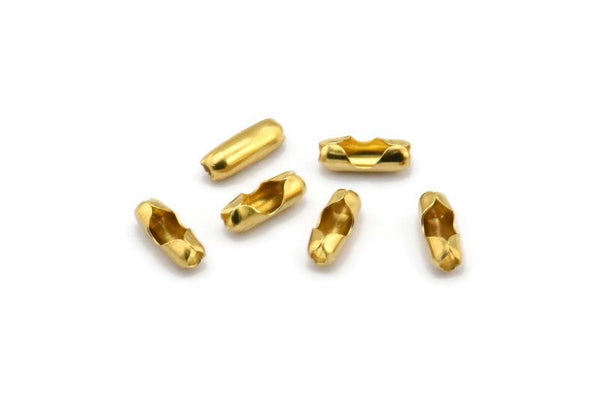Ball Chain Connector, 100 Raw Brass Ball Chain Connector Clasps For 2.3mm Ball Chain, Findings (9x3mm) B0131