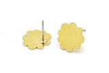 Earring Studs, 10 Raw Brass - Cloud Shaped Stud Earrings - Brass Earrings - Earrings (11x12x0.60mm) A2968