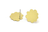 Earring Studs, 10 Raw Brass - Cloud Shaped Stud Earrings - Brass Earrings - Earrings (13x14x0.60mm) A2970