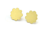 Earring Studs, 10 Raw Brass - Cloud Shaped Stud Earrings - Brass Earrings - Earrings (13x14x0.60mm) A2970