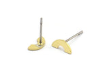 Earring Studs, 12 Raw Brass - Tiny U Shape Earrings - Brass Earrings - Earrings (4x8x0.60mm) A2960