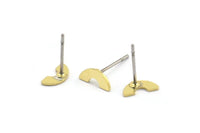 Earring Studs, 12 Raw Brass - Tiny U Shape Earrings - Brass Earrings - Earrings (4x8x0.60mm) A2960