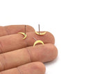 Brass Moon Earring, 12 Raw Brass Tiny Crescent Moon Shaped Stud Earrings (10x2x0.60mm) A2954