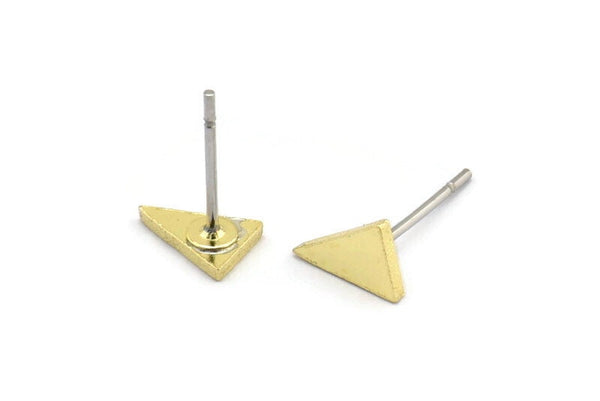 Pirinç Üçgen Küpe, 12 Ham Pirinç Küçük Üçgen Şekilli Küpe (7x5x1mm) A2961