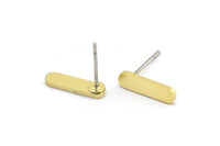 Brass Oval Earring, 18 Raw Brass Tiny Oval Shaped Stud Earrings (12x3x1mm) SMP2622 A2955