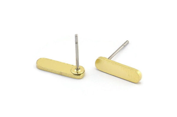 Brass Oval Earring, 18 Raw Brass Tiny Oval Shaped Stud Earrings (12x3x1mm) SMP2622 A2955