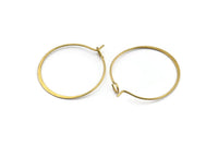 Brass Earring Wire, 24 Raw Brass Earring Wires (25mm) D1701