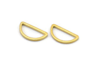 Gold Half Moon, 50 Gold Tone Brass Semi Circle Connectors (8x15x1mm) D1565