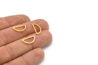 Gold Half Moon, 50 Gold Tone Brass Semi Circle Connectors (8x15x1mm) D1565