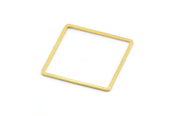Gold Square Charm, 25 Gold Tone Brass Square Connectors, Charms, Findings (25mm) D1515