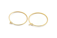 Gold Earring Wire, 12 Gold Plated Brass Earring Wires (30mm) D1703