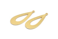 Gold Drop Charm, 4 Gold Plated Brass Drop Charms With 1 Loop, Earrings, Findings (35x15x0.80mm) D1128 Q0615