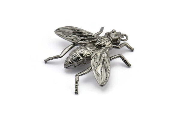Huge Bug Pendant, 1 Black Plated Bug Fly Insect Charm Pendant (43x41mm) N0214 Q0665