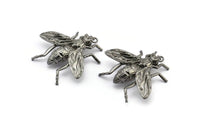 Huge Bug Pendant, 1 Black Plated Bug Fly Insect Charm Pendant (43x41mm) N0214 Q0665
