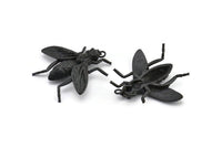 Huge Bug Pendant, 1 Oxidized Brass Black Bug Fly Insect Charm Pendant (43x41mm) N0214 S297