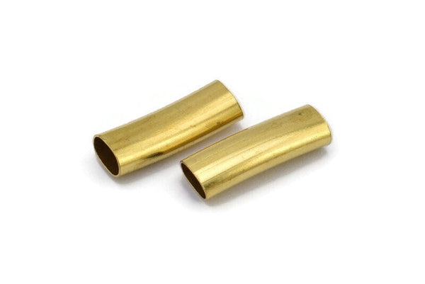 Brass Bracelet Tube Beads, 12 Oval Raw Brass Tubes, Findings, Charms, Oval Small Beads, (21x7x4.50mm) Sq12 Brc291