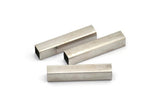Silver Rectangle Tube, 24 Square Silver Brass Tubes (32x6x6mm) Sq06nf Brc261