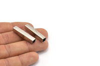 Silver Rectangle Tube, 24 Square Silver Brass Tubes (32x6x6mm) Sq06nf Brc261