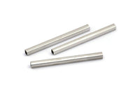 Silver Tube Bead, 24 Nickel Free Silver Brass Square Tubes (40x3x3mm) Sq01 BRC265