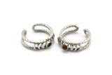 Silver Ring Settings, 2 Antique Silver Plated Brass Moon Phases Ring With 1 Stone Setting - Pad Size 4mm V134 H1481