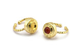 Gold Ring Settings, Gold Plated Brass Round Ring With 1 Stone Setting - Pad Size 6mm N1101