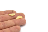 Brass Moon Earring, 10 Raw Brass Half Moon Shaped Stud Earrings, Semi Circle Earrings (7x16x0.60mm) A2982