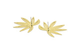 Brass Leaf Earring, 6 Raw Brass Leaf Shaped Stud Earrings, Findings (27x34x0.60mm) A2994