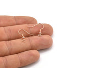 Wire Earring Hook, 100 Rose Gold Tone Brass Wire Earrings, Findings (17mm) A1106