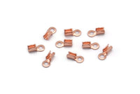 Cord End Clasp, 100 Rose Gold Tone Brass Cord End Clasps With 1 Loop, Findings (5x2mm) A1075