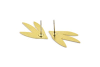 Earring Studs, 8 Raw Brass - Irregular Shaped Stud Earrings - Brass Earrings - Earrings (22x14x0.60mm) A2990