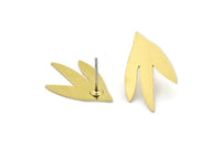 Earring Studs, 8 Raw Brass - Irregular Shaped Stud Earrings - Brass Earrings - Earrings (22x14x0.60mm) A2990