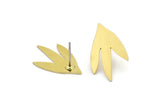 Earring Studs, 8 Raw Brass - Irregular Shaped Stud Earrings - Brass Earrings - Earrings (22x14x0.60mm) A2990